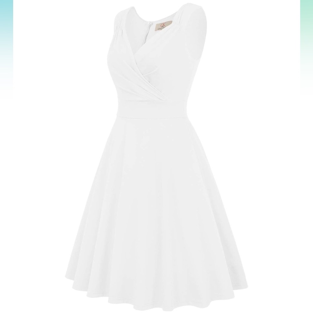 Grace Karin White Sleeveless Knee Length Dress - Picture 4 of 9